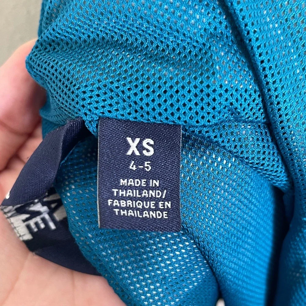 Lands' End Kids Windbreaker Rain Jacket XS 4-5 Blue Mountain Print Packable‎